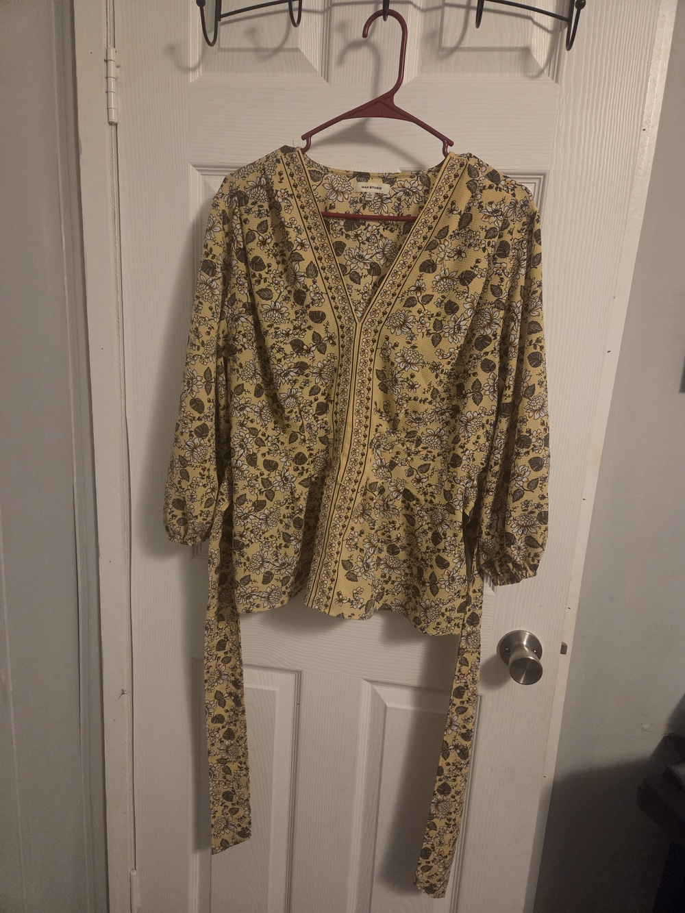 Max Studio Yellow Floral Wrap Tunic